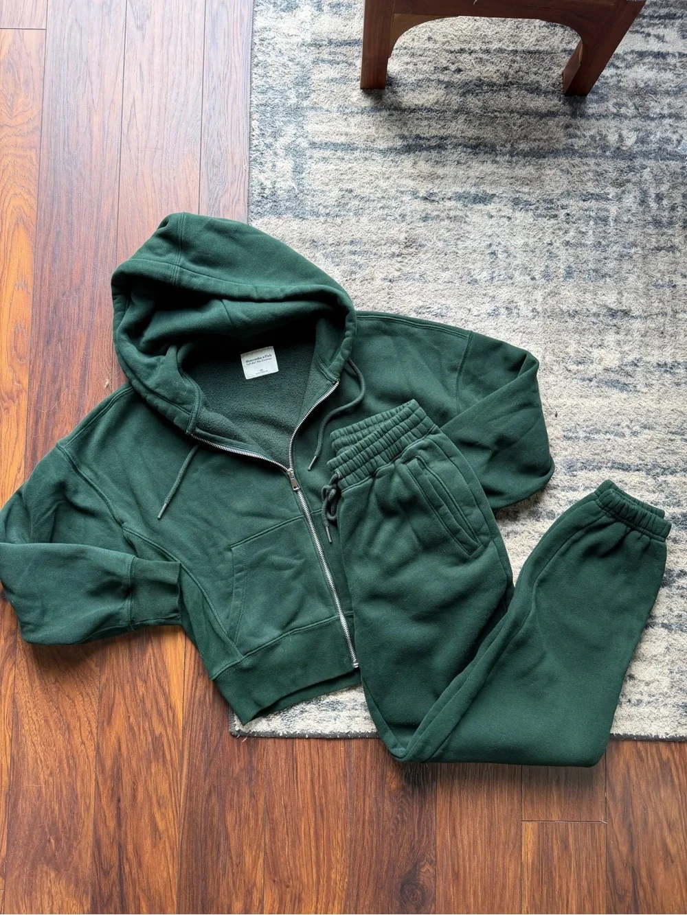 Abercrombie & Fitch Sunday Essentials Forest Green Zip Hoodie & Joggers Set